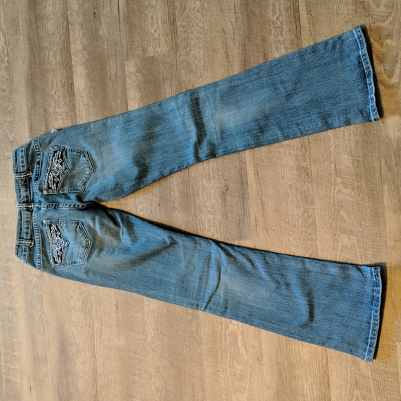COWGIRL TUFF Sonora bootcut blingy Aztec embroidered blue jeans JS0N0R sz 24x33L - Picture 3 of 15